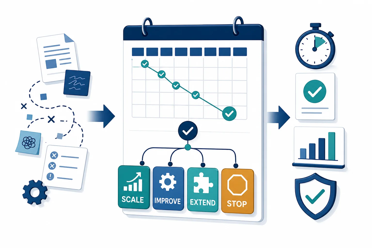 Business workflow decision process for selecting a measurable first AI pilot